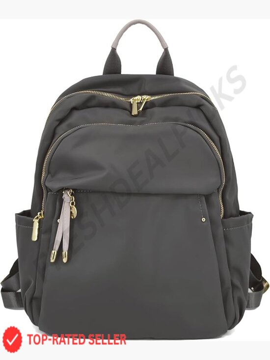 Fashion Nylon Backpack Gold Hardware Water-Resistant Daypack Laptop Work